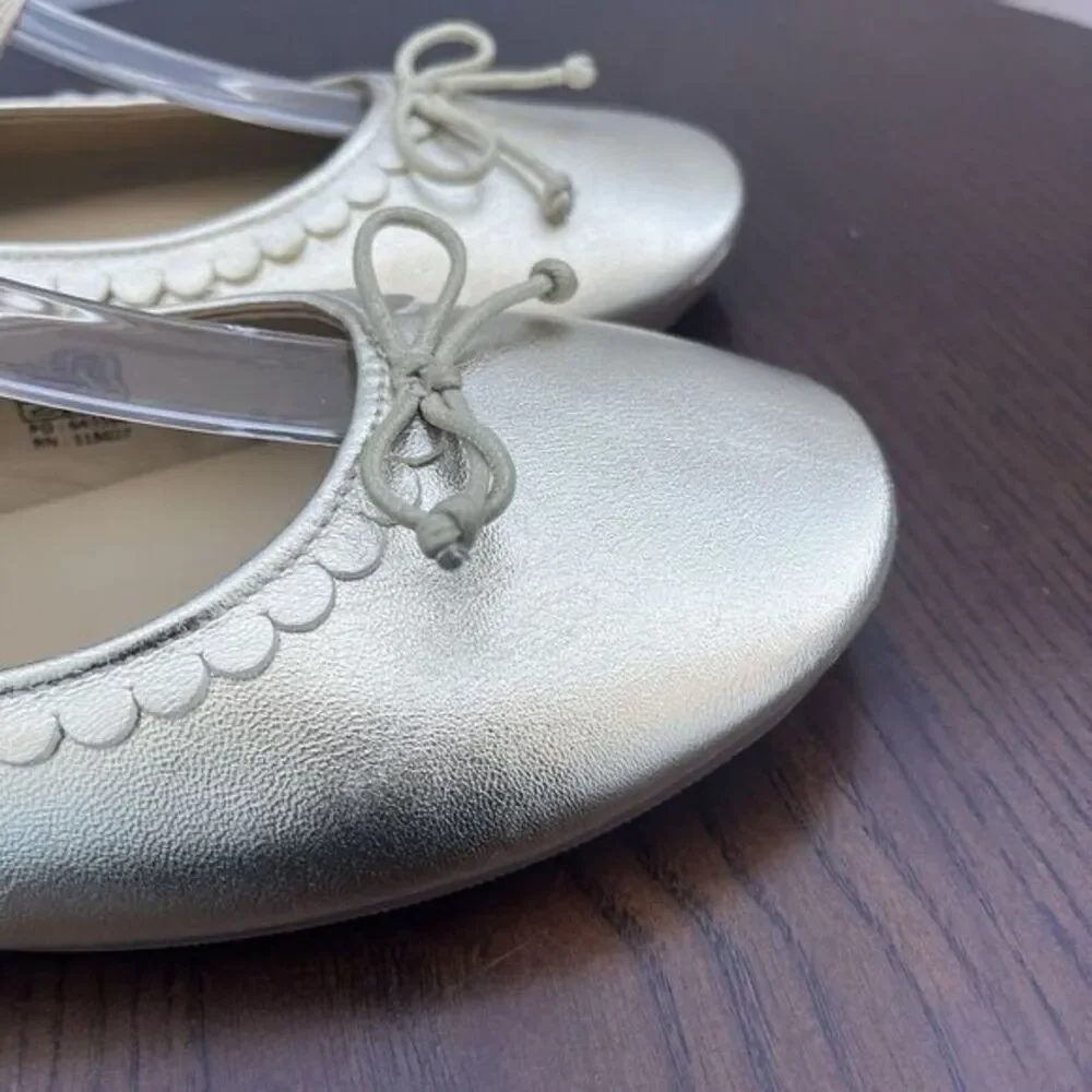 MiniBoden Ballet Flat Shoes Girls 5.5 / 38 Gold Leather Comfort Slip‎ On C1490
